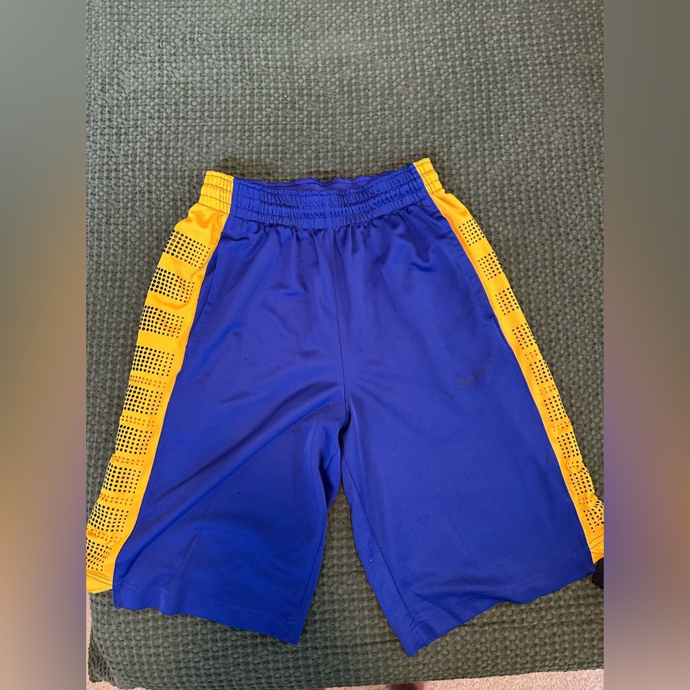 Nike Men's Blue and Yellow Athletic Shorts